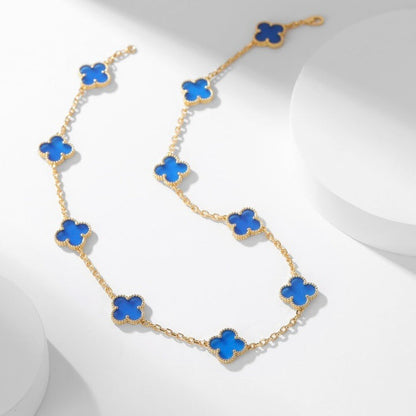 [⭐Spark]CLOVER 10 MOTIFS BLUE AGATE NECKLACE