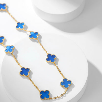 [⭐Spark]CLOVER 10 MOTIFS BLUE AGATE NECKLACE