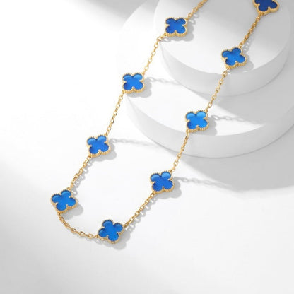 [⭐Spark]CLOVER 10 MOTIFS BLUE AGATE NECKLACE