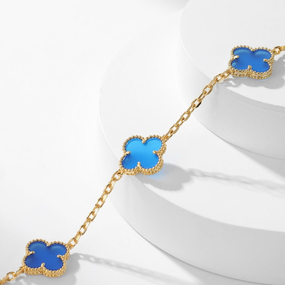 [⭐Spark]CLOVER 10 MOTIFS BLUE AGATE NECKLACE