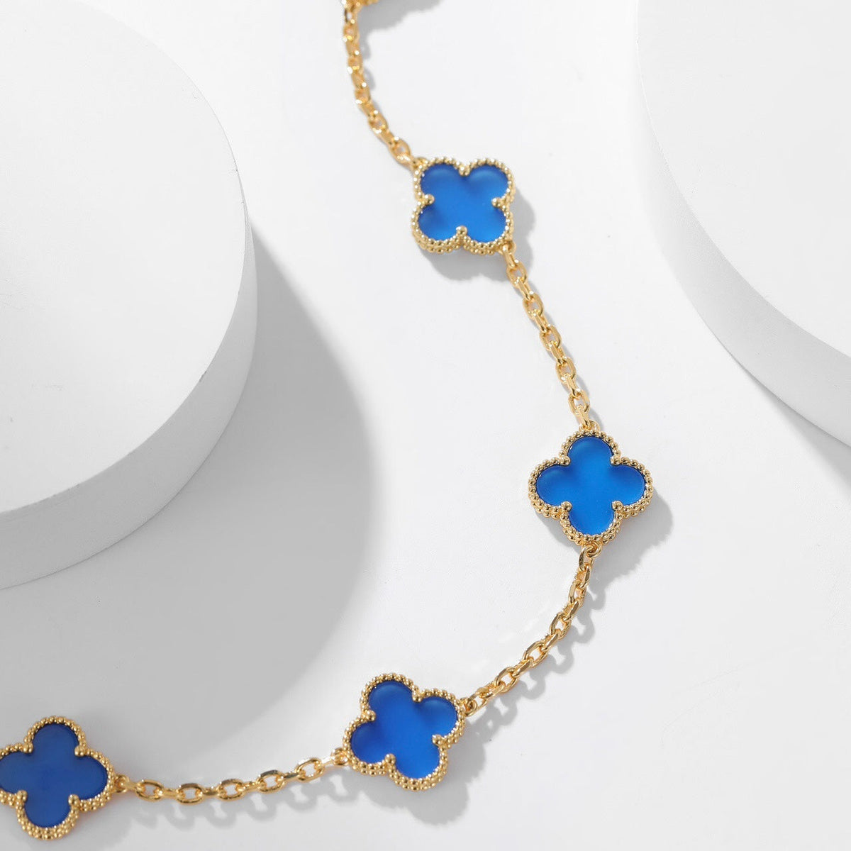 [⭐Spark]CLOVER 10 MOTIFS BLUE AGATE NECKLACE