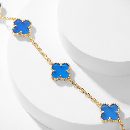 [⭐Spark]CLOVER 10 MOTIFS BLUE AGATE NECKLACE