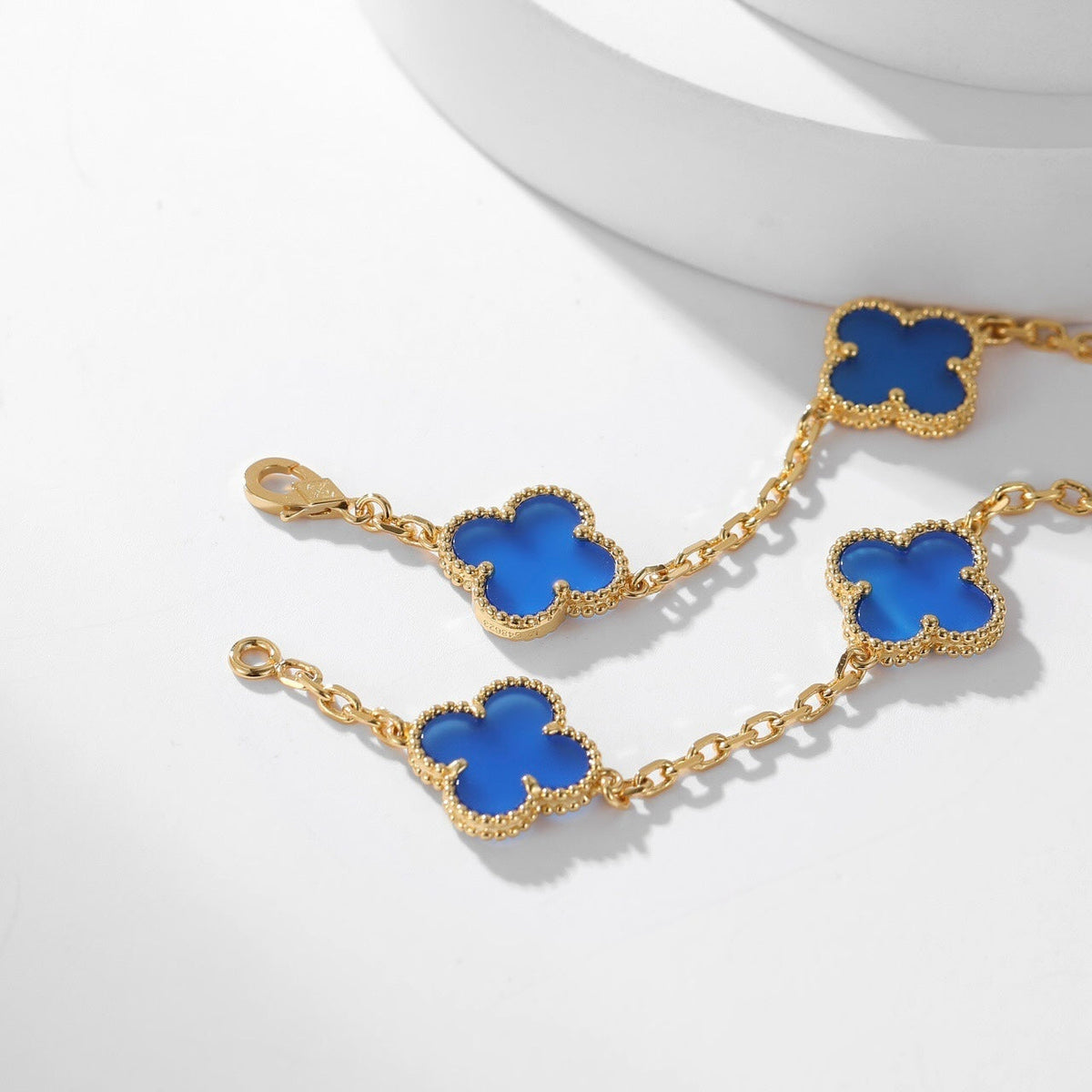[⭐Spark]CLOVER 10 MOTIFS BLUE AGATE NECKLACE