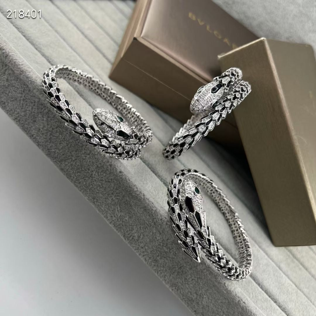 [⭐Spark]NEW OBSIDIAN & DIAMOND SERPENT BRACELET
