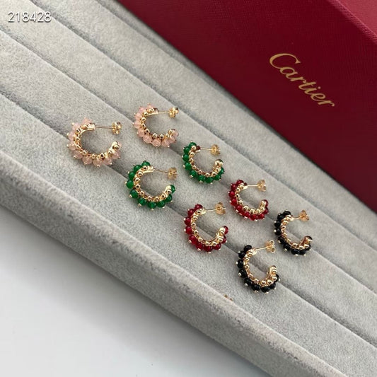 [⭐Spark]NEW COLORED GEMSTONE COLLECTION SMALL HOOP EARRINGS