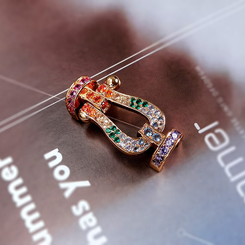 [⭐Spark]FORCE LARGE HORSESHOE  COLORED DIAMOND BRACELET ROSE GOLD