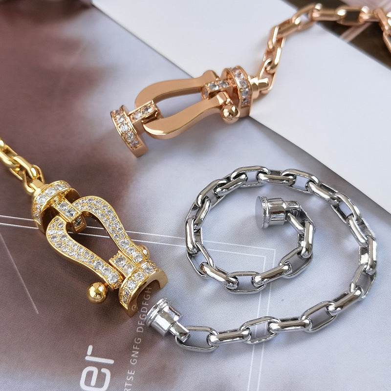 [⭐Spark]FORCE LARGE HORSESHOE CLASP  METAL BRACELET
