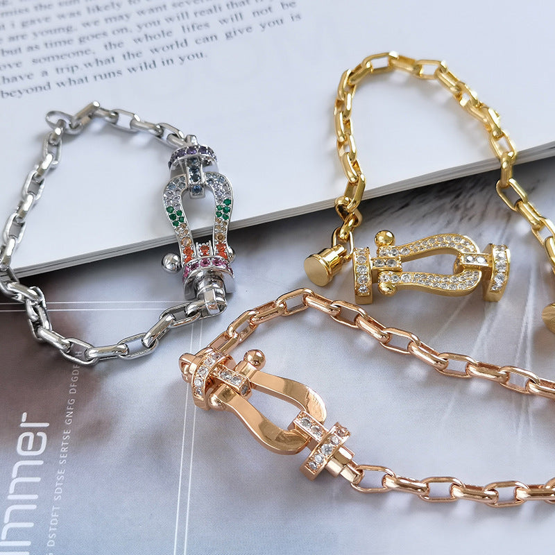 [⭐Spark]FORCE LARGE HORSESHOE CLASP  METAL BRACELET