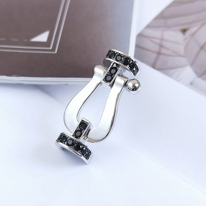[⭐Spark]FORCE LARGE HORSESHOE BLACK DIAMOND BRACELET SILVER