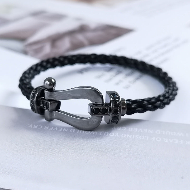 [⭐Spark]FORCE LARGE SERIES HORSESHOE BLACK SAMURAI BRACELET