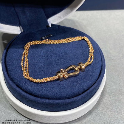 [⭐Spark]FORCE SMALL HORSESHOE  DIAMOND CHAIN ROPE BRACELET