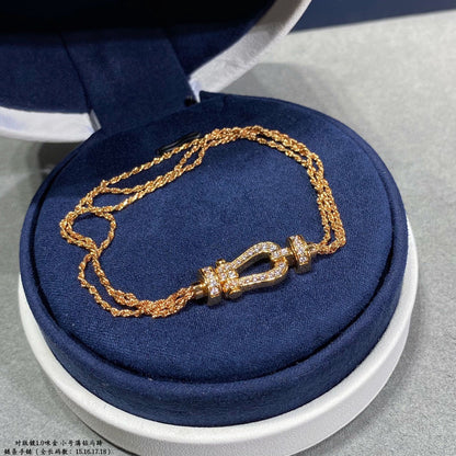 [⭐Spark]FORCE SMALL HORSESHOE  DIAMOND CHAIN ROPE BRACELET