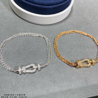 [⭐Spark]FORCE SMALL HORSESHOE  DIAMOND CHAIN ROPE BRACELET