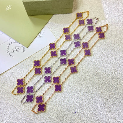 [⭐Spark Jewelry]CLOVER 10 MOTIFS  PURPLE VIOLET  NECKLACE
