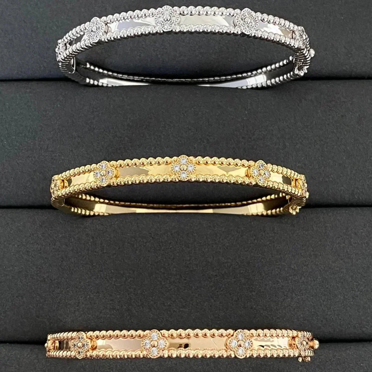 [⭐Spark]CLOVER BRACELET 4MM DIAMONDS