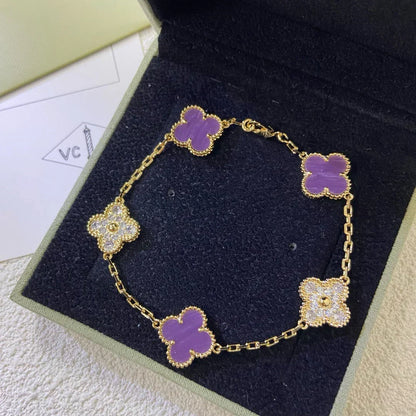 [⭐Spark] CLOVER 5 MOTIF VIOLET BRACELET COLLECTION