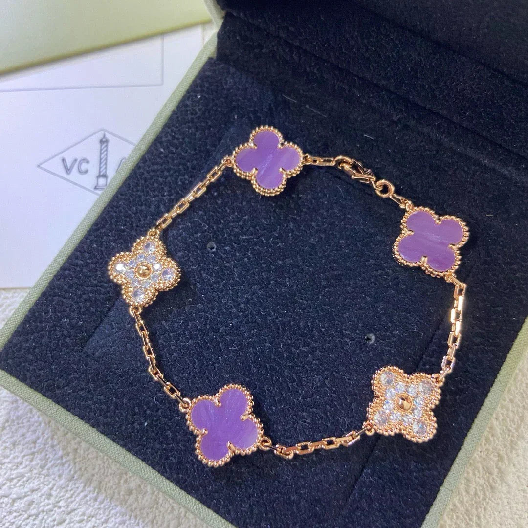[⭐Spark] CLOVER 5 MOTIF VIOLET BRACELET COLLECTION