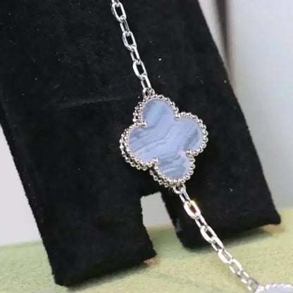 [⭐Spark] CLOVER 5 MOTIF PURPLE CHALCEDONY BRACELET COLLECTION