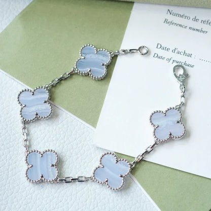 [⭐Spark] CLOVER 5 MOTIF PURPLE CHALCEDONY BRACELET COLLECTION
