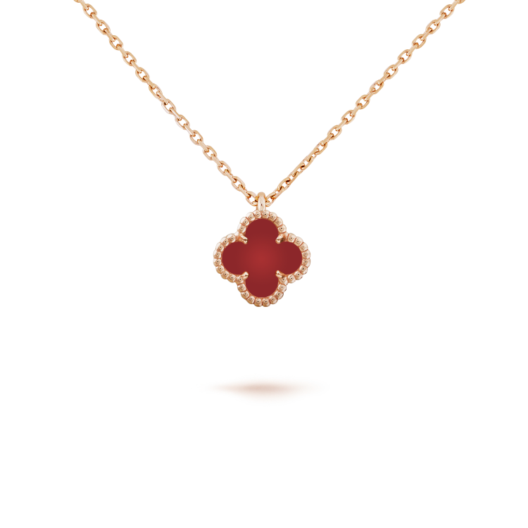 [⭐Spark]CLOVER MINI 9.5MM WHITE CARNELIANS NECKLACE