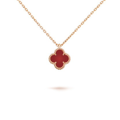 [⭐Spark]CLOVER MINI 9.5MM WHITE CARNELIANS NECKLACE