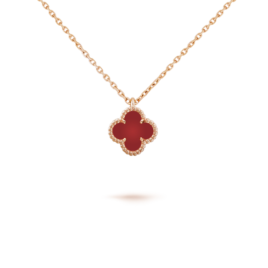 [⭐Spark]CLOVER MINI 9.5MM WHITE CARNELIANS NECKLACE