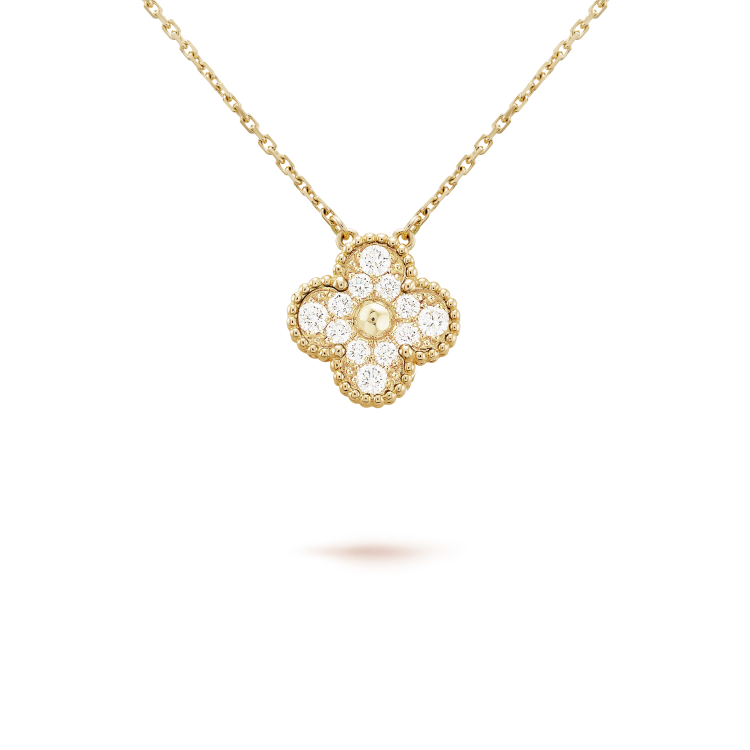 [⭐Spark]CLOVER 15MM DIAMOND SINGLE FLOWER NECKLACE
