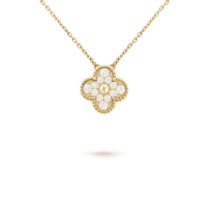 [⭐Spark]CLOVER 15MM DIAMOND SINGLE FLOWER NECKLACE