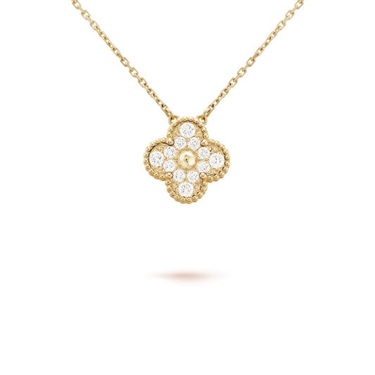 [⭐Spark]CLOVER 15MM DIAMOND SINGLE FLOWER NECKLACE