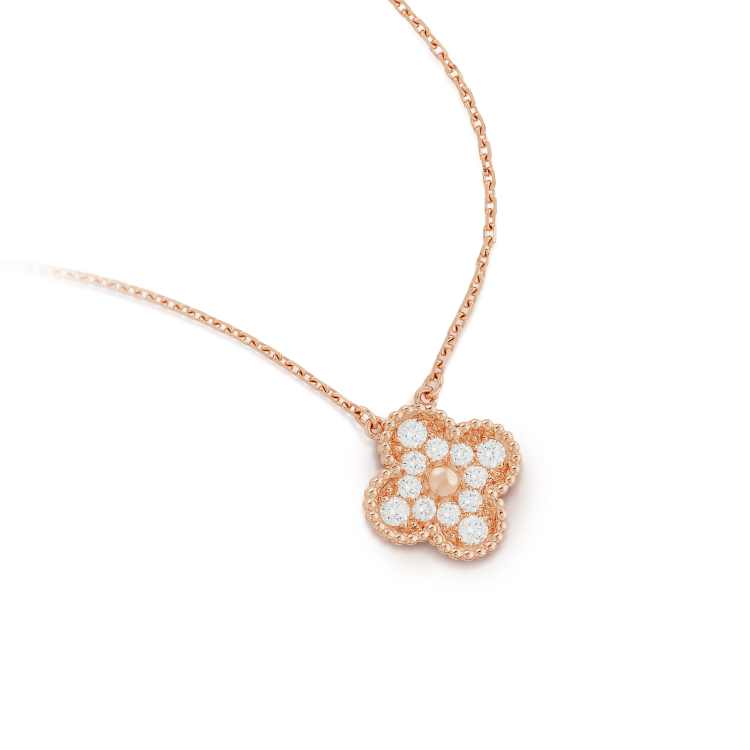 [⭐Spark]CLOVER 15MM DIAMOND SINGLE FLOWER NECKLACE