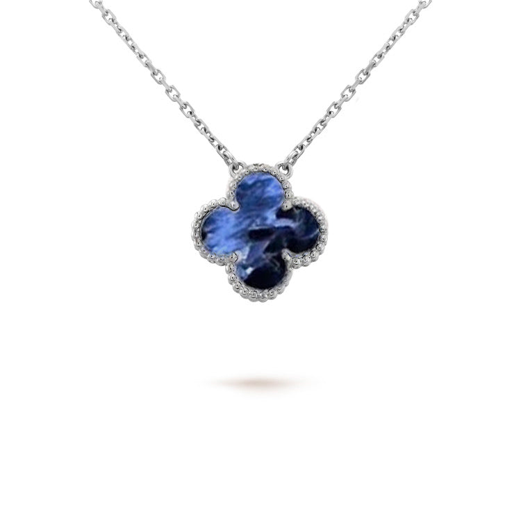 [⭐Spark]CLOVER 15MM PIETERSITE NECKLACE SILVER