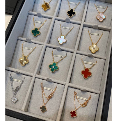 [⭐Spark]CLOVER 15MM MALACHITE SINGLE FLOWER  NECKLACE