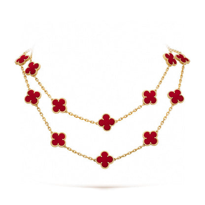 [⭐Spark]CLOVER 20 MOTIFS CARNELIAN NECKLACE