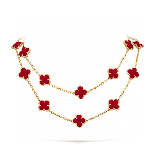 [⭐Spark]CLOVER 20 MOTIFS CARNELIAN NECKLACE
