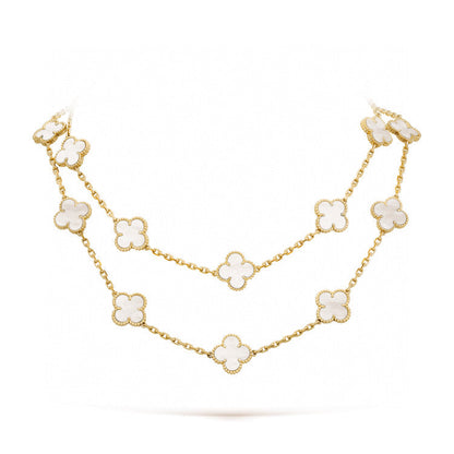 [⭐Spark]CLOVER 20 MOTIFS WHITE MOP NECKLACE