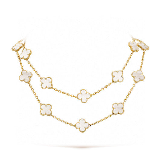 [⭐Spark]CLOVER 20 MOTIFS WHITE MOP NECKLACE
