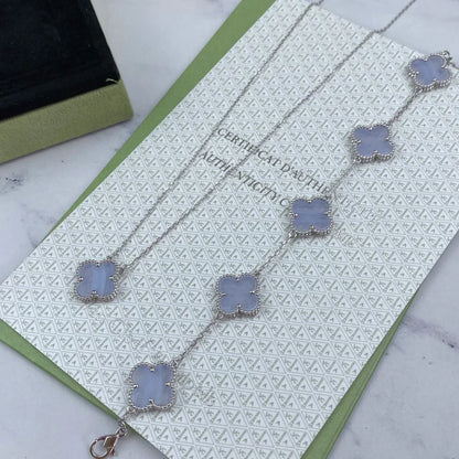 [⭐Spark] CLOVER 5 MOTIF PURPLE CHALCEDONY BRACELET COLLECTION
