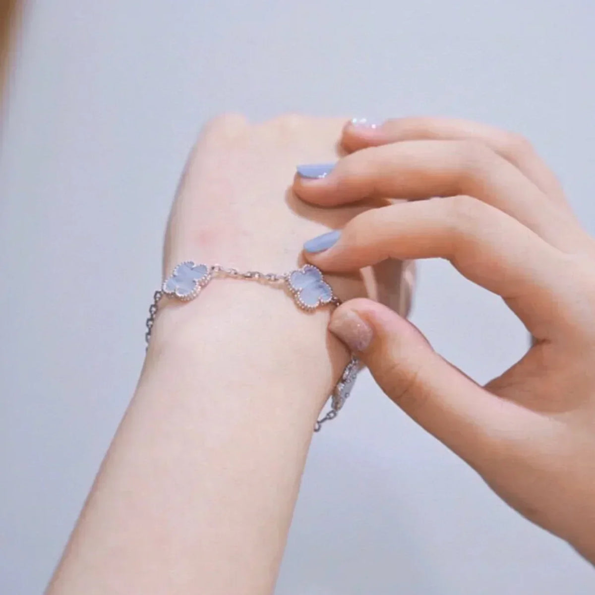 [⭐Spark] CLOVER 5 MOTIF PURPLE CHALCEDONY BRACELET COLLECTION