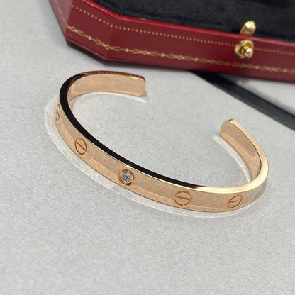 [⭐Spark]LOVE BRACELET 6.1MM 1 DIAMOND OPEN CUFF