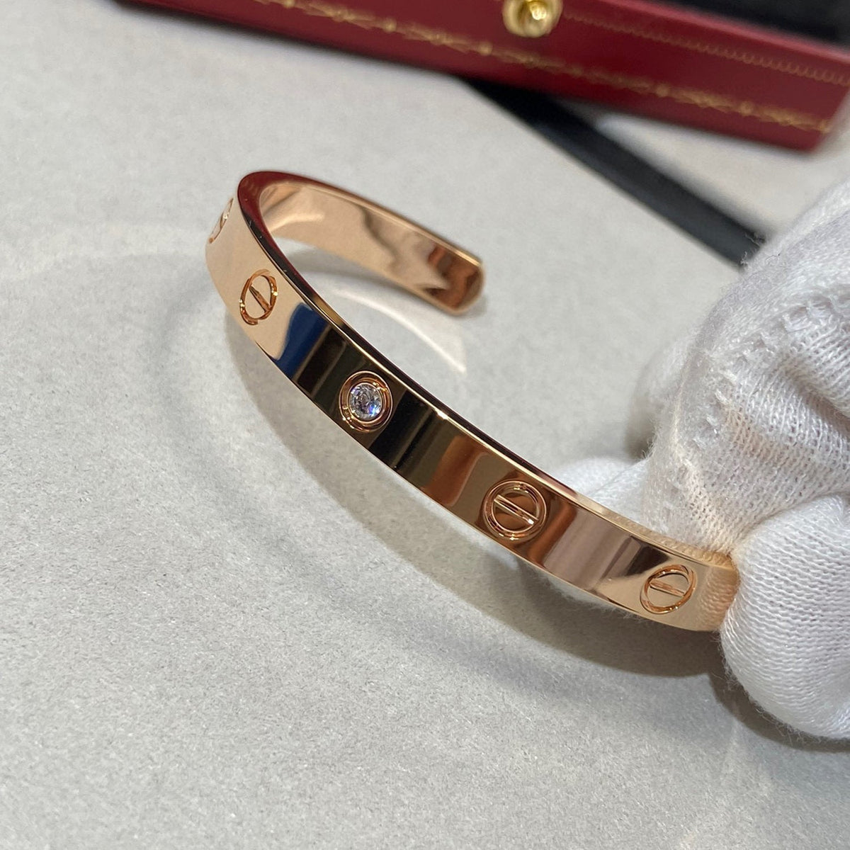 [⭐Spark]LOVE BRACELET 6.1MM 1 DIAMOND OPEN CUFF