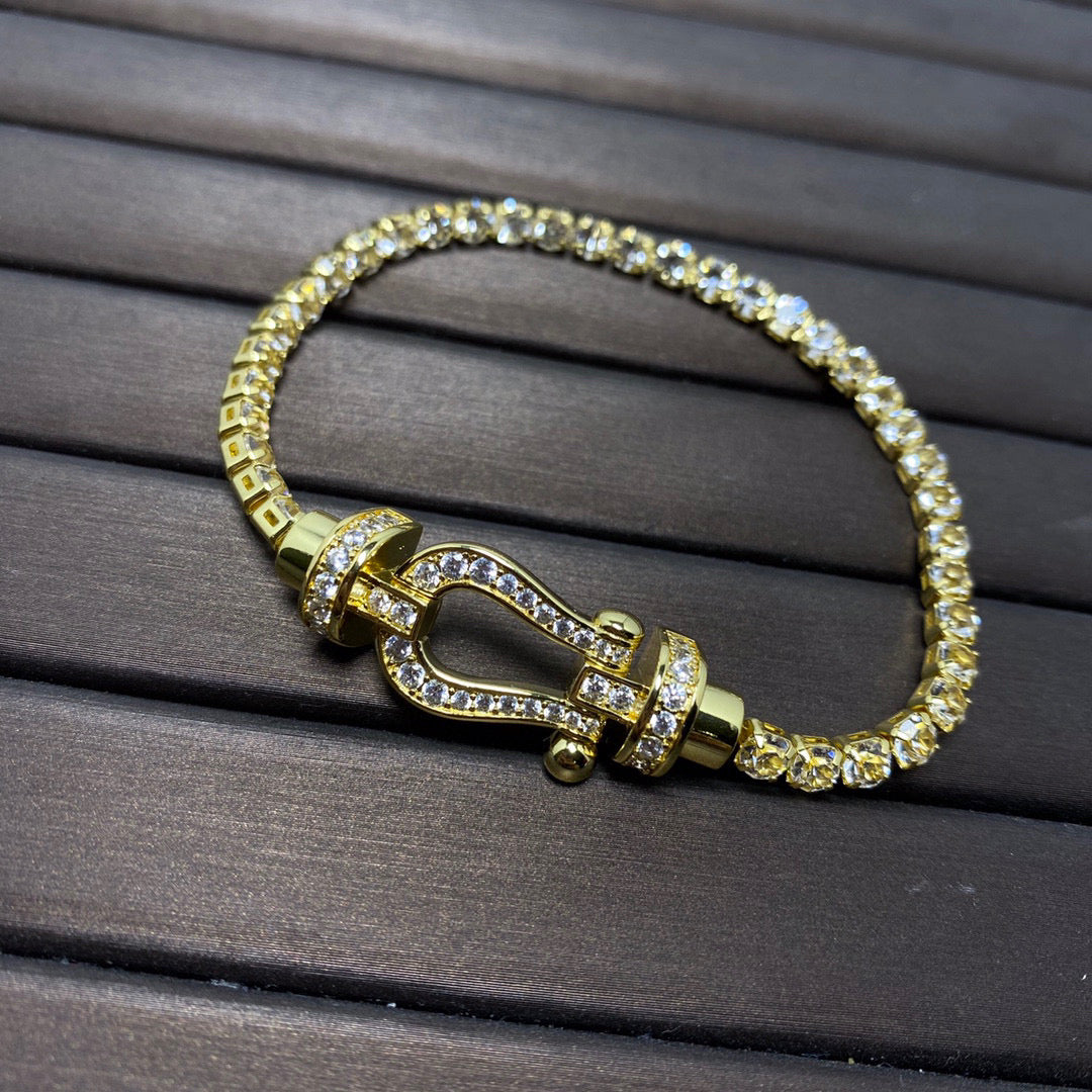 [⭐Spark]FORCE  LARGE HORSESHOE FULL DIAMOND TENNIS BRACELET