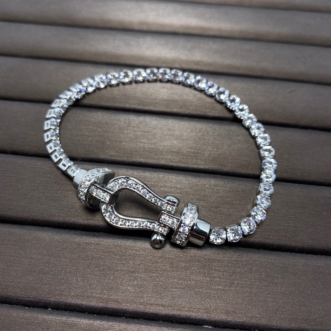 [⭐Spark]FORCE  LARGE HORSESHOE FULL DIAMOND TENNIS BRACELET
