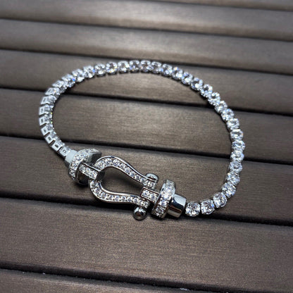 [⭐Spark]FORCE  LARGE HORSESHOE FULL DIAMOND TENNIS BRACELET
