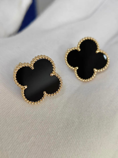 [⭐Spark]CLOVER 20MM BLACK MOP EARRINGS