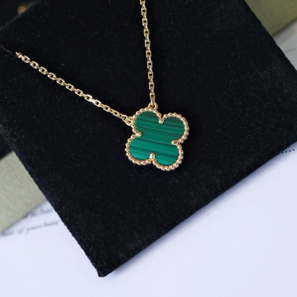 [⭐Spark]CLOVER 15MM MALACHITE SINGLE FLOWER  NECKLACE