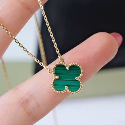 [⭐Spark]CLOVER 15MM MALACHITE SINGLE FLOWER  NECKLACE