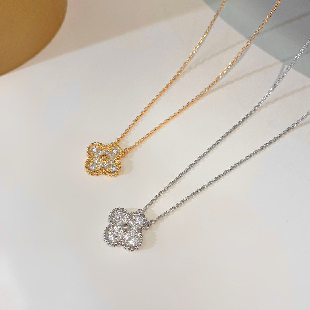 [⭐Spark]CLOVER 15MM DIAMOND SINGLE FLOWER NECKLACE
