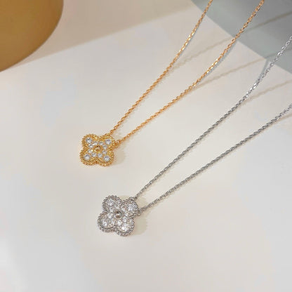 [⭐Spark]CLOVER 15MM DIAMOND SINGLE FLOWER NECKLACE