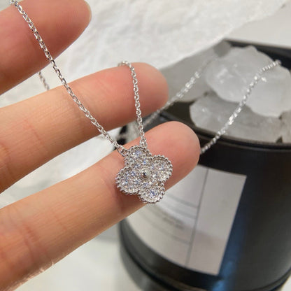 [⭐Spark]CLOVER 15MM DIAMOND SINGLE FLOWER NECKLACE