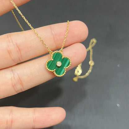 [⭐Spark]CLOVER 15MM DIAMOND TURQUOISE NECKLACE